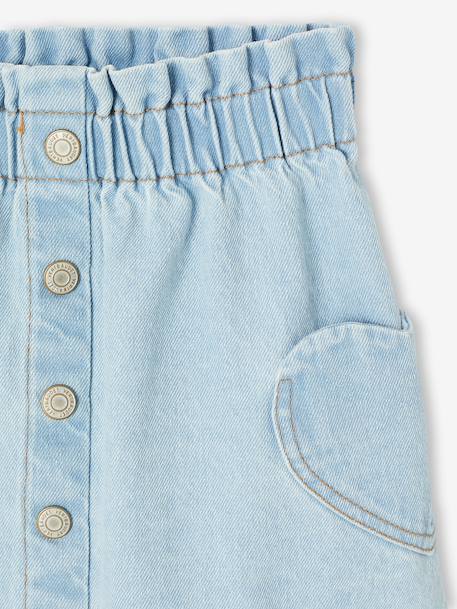 Jupe en jean fille poches coeur denim bleached+denim brut - vertbaudet enfant 