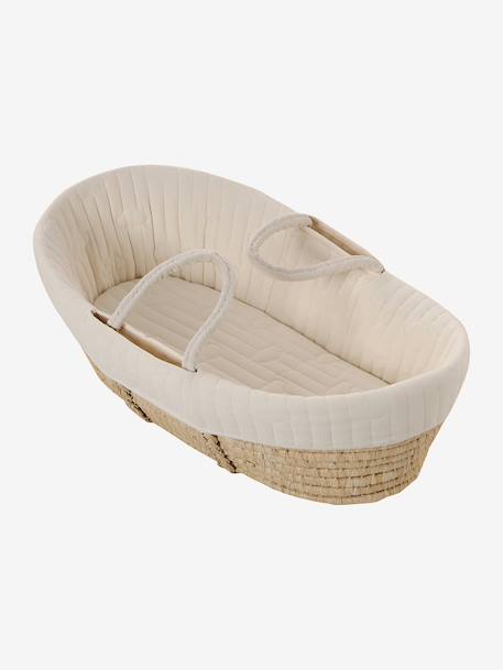 Carrycot Liner in Cotton Gauze grey blue+printed beige+white - vertbaudet enfant 