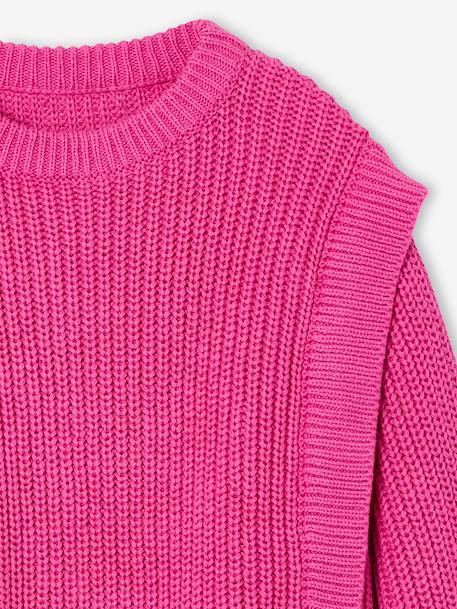 Jumper with Frill Detail On the Shoulders, for Girls peony pink - vertbaudet enfant 
