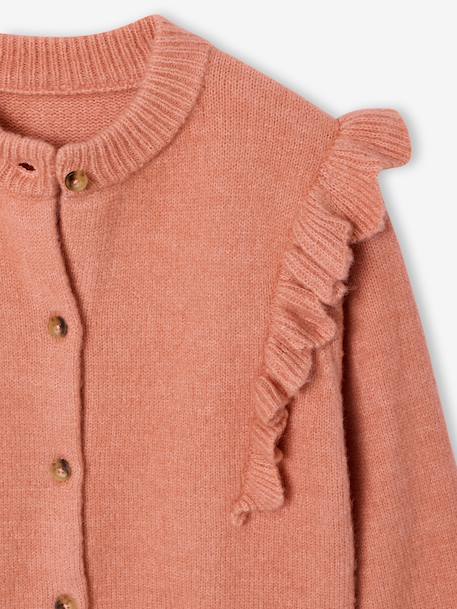 Fancy Ruffled Cardigan for Girls bronze+rosy - vertbaudet enfant 