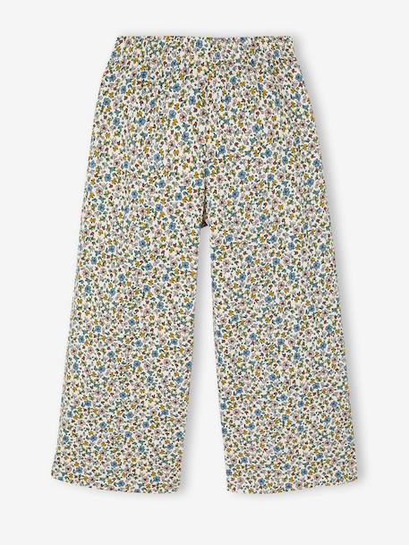 Wide-Leg Leggings with Honeycomb Effect for Girls coral+mauve+navy blue+printed white+sage green - vertbaudet enfant 