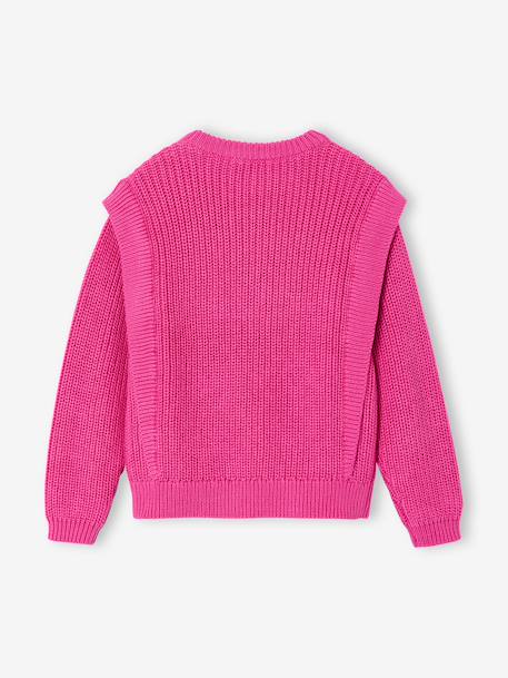 Jumper with Frill Detail On the Shoulders, for Girls peony pink - vertbaudet enfant 
