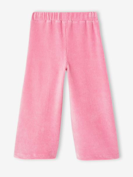 Pantalon fille large en velours anthracite+bleu grisé+écru+kaki+marron+prune+rose - vertbaudet enfant 