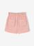 Girl's paperbag shorts in twill rosy - vertbaudet enfant 