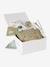 8-piece baby gift set: 1 rattle, 1 travel changing mat, 5 wipes, 1 pouch ochre+printed green+printed white - vertbaudet enfant 