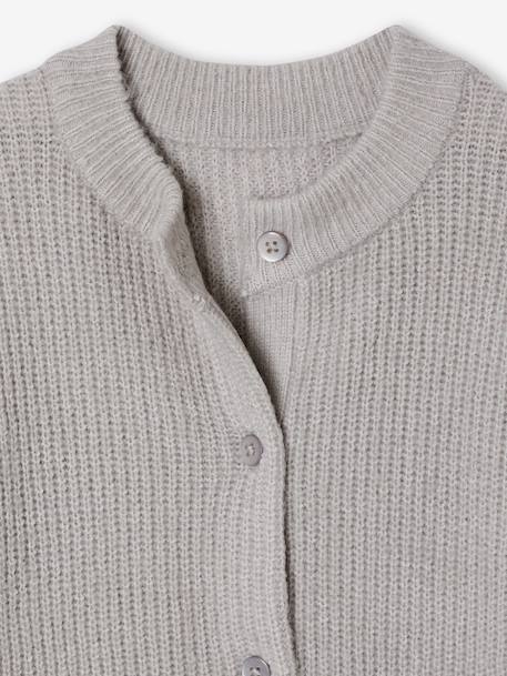 Girl's fine knit fluffy cardigan coral+marl grey+peony pink - vertbaudet enfant 