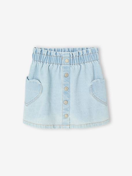 Denim Skirt with Heart Pocket for Girls bleached denim+brut denim - vertbaudet enfant 
