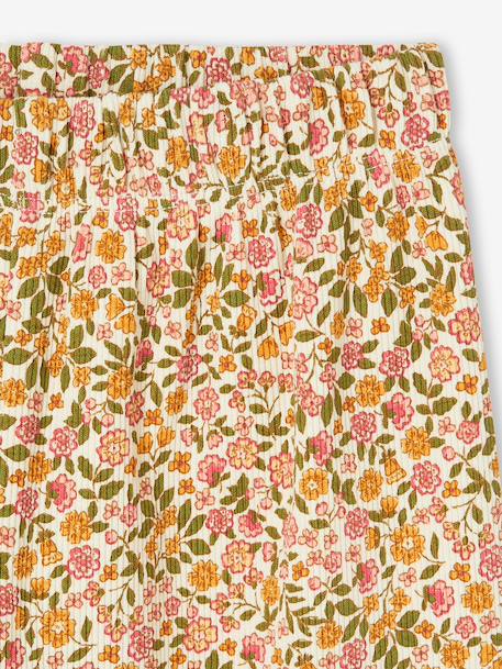 Girls' ribbed knit leggings beige+ecru+printed white - vertbaudet enfant 