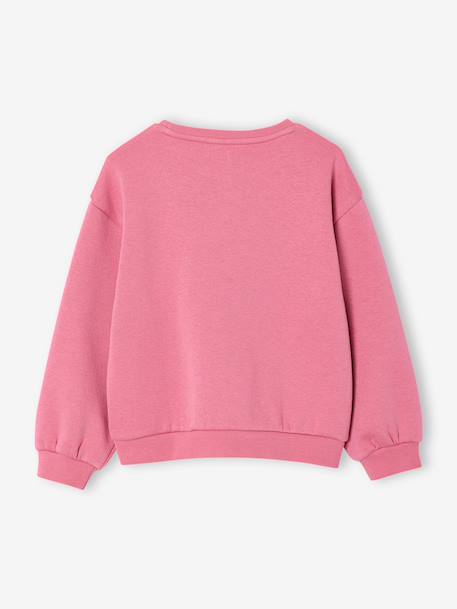 Basics Sweatshirt with Motif for Girls coral+peony pink+vanilla+violet - vertbaudet enfant 