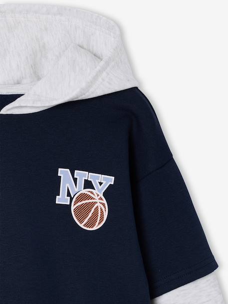 Boys' sports hooded sweatshirt navy blue - vertbaudet enfant 