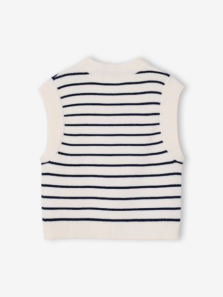Sleeveless Jumper for Girls camel+ecru - vertbaudet enfant 