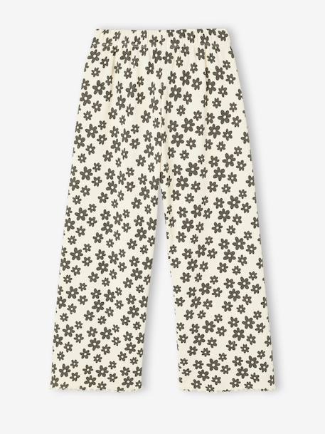 Girls' ribbed knit leggings beige+ecru+printed white - vertbaudet enfant 