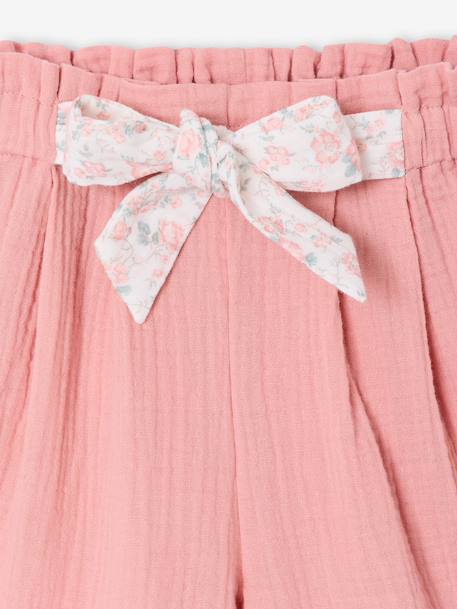 Cotton gauze shorts for girls blush+light blue+old rose - vertbaudet enfant 