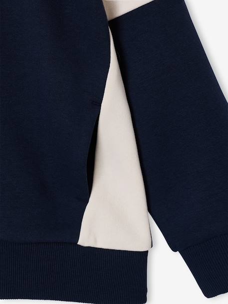 Zipped hooded sweatshirt for boys with colour block design green+medium blue+ochre - vertbaudet enfant 