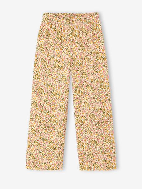 Girls' ribbed knit leggings beige+ecru+printed white - vertbaudet enfant 