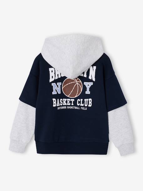 Boys' sports hooded sweatshirt navy blue - vertbaudet enfant 