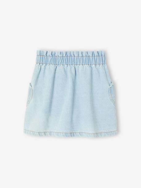 Denim Skirt with Heart Pocket for Girls bleached denim+brut denim - vertbaudet enfant 