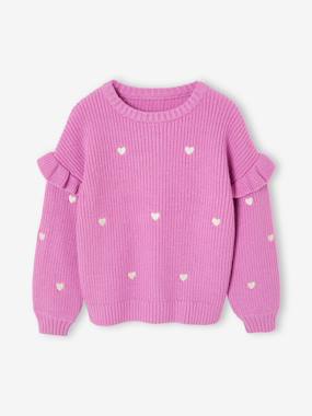 Girls-Cardigans, Jumpers & Sweatshirts-Jumpers-Jumper with Ruffled Sleeves for Girls