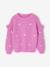 Jumper with Ruffled Sleeves for Girls ecru+mauve+red+striped navy blue - vertbaudet enfant 