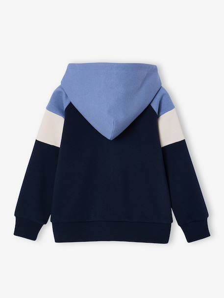 Zipped hooded sweatshirt for boys with colour block design green+medium blue+ochre - vertbaudet enfant 