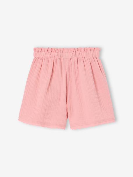 Cotton gauze shorts for girls blush+light blue+old rose - vertbaudet enfant 
