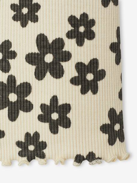Girls' ribbed knit leggings beige+ecru+printed white - vertbaudet enfant 