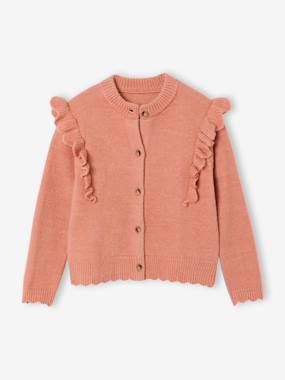 Girls-Cardigans, Jumpers & Sweatshirts-Cardigans-Fancy Ruffled Cardigan for Girls 