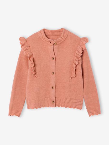 Fancy Ruffled Cardigan for Girls bronze+rosy - vertbaudet enfant 