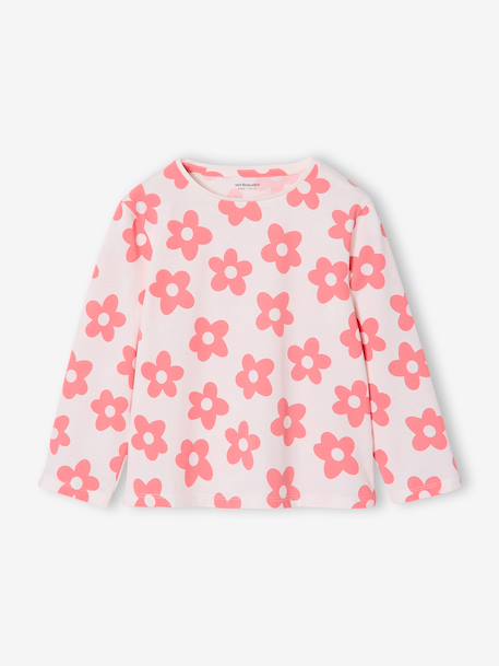 Lot de 3 t-shirts fille fantaisie manches longues anthracite+bleu grisé+corail+indigo+rose - vertbaudet enfant 