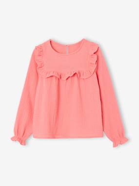 -Blouse fille à volant en gaze de coton 