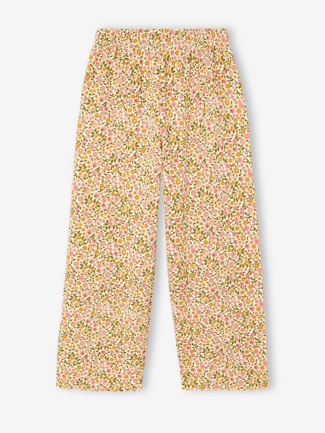 Girls' ribbed knit leggings beige+ecru+printed white - vertbaudet enfant 