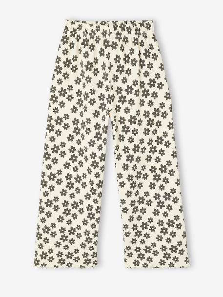 Girls' ribbed knit leggings beige+ecru+printed white - vertbaudet enfant 