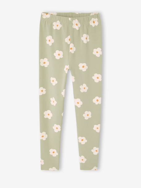 Printed Leggings for Girls almond green+aqua green+ink blue+printed green - vertbaudet enfant 
