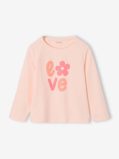 Lot de 3 t-shirts fille fantaisie manches longues anthracite+bleu grisé+corail+indigo+rose - vertbaudet enfant 