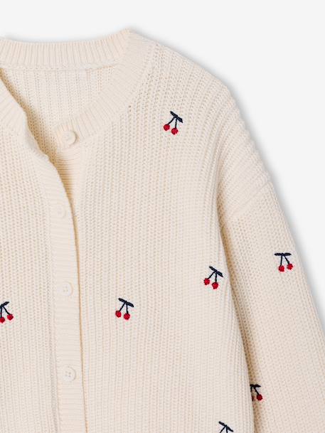 Gilet fille fantaisie en côte perlée blush+écru+vanille - vertbaudet enfant 