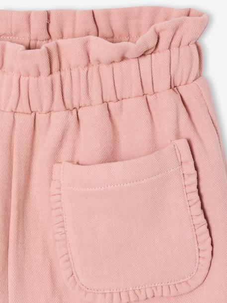 Girl's paperbag shorts in twill rosy - vertbaudet enfant 