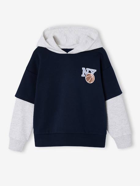 Boys' sports hooded sweatshirt navy blue - vertbaudet enfant 