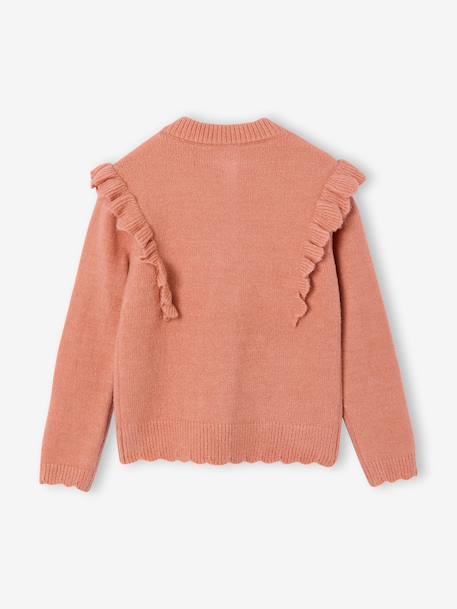 Fancy Ruffled Cardigan for Girls bronze+rosy - vertbaudet enfant 