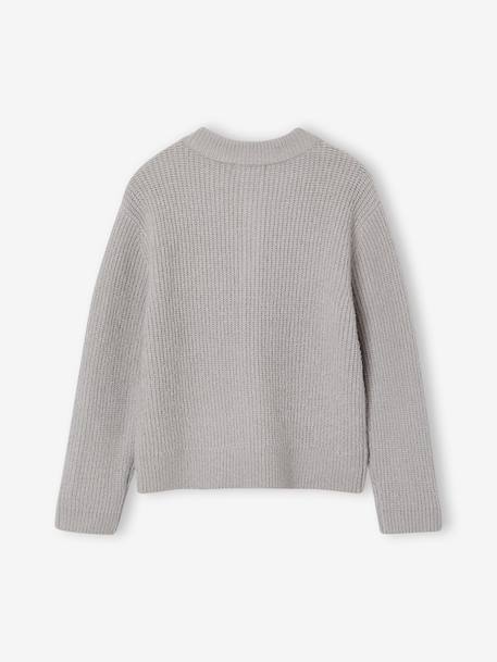 Girl's fine knit fluffy cardigan coral+marl grey+peony pink - vertbaudet enfant 