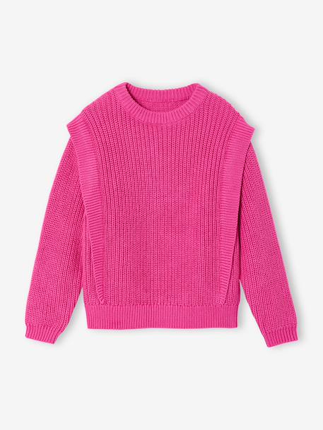 Jumper with Frill Detail On the Shoulders, for Girls peony pink - vertbaudet enfant 
