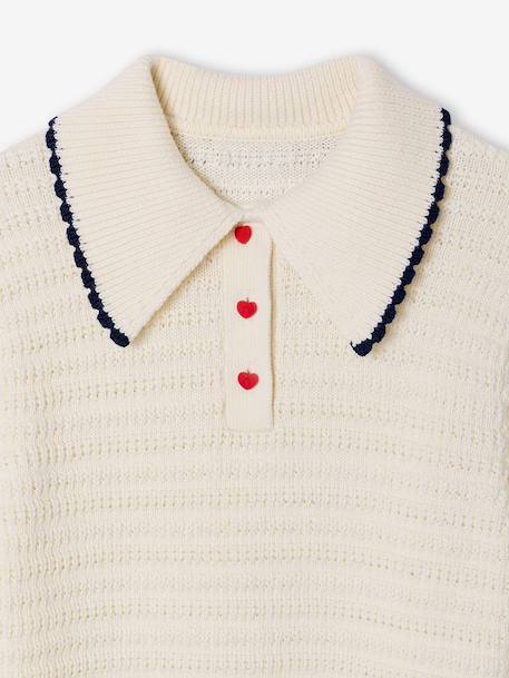 Fancy Knit Jumper for Girls ecru - vertbaudet enfant 