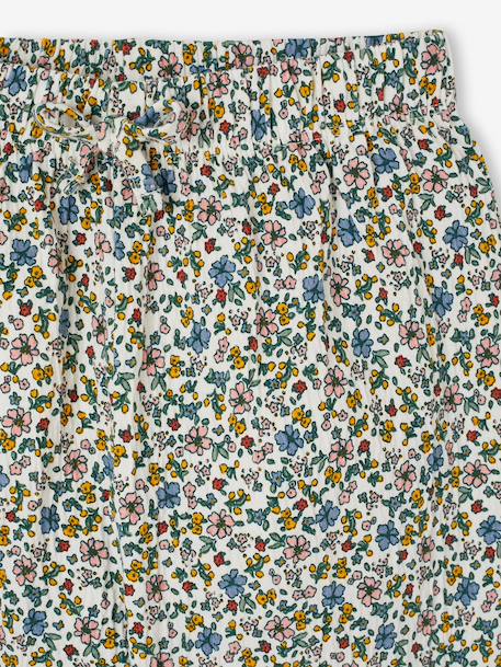 Wide-Leg Leggings with Honeycomb Effect for Girls coral+mauve+navy blue+printed white+sage green - vertbaudet enfant 