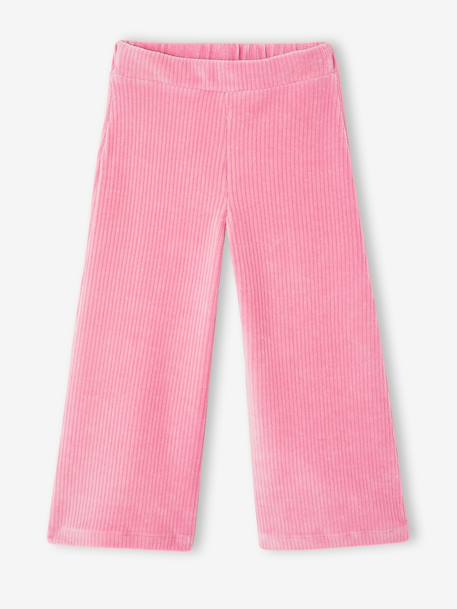 Pantalon fille large en velours anthracite+bleu grisé+écru+kaki+marron+prune+rose - vertbaudet enfant 