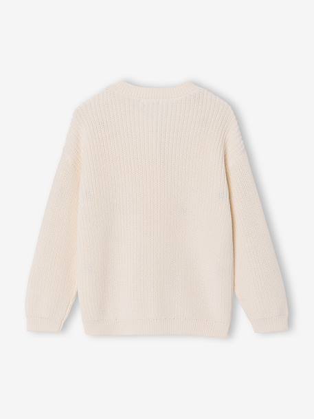Gilet fille fantaisie en côte perlée blush+écru+vanille - vertbaudet enfant 