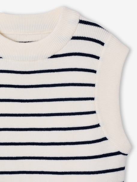Sleeveless Jumper for Girls camel+ecru - vertbaudet enfant 