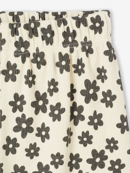 Girls' ribbed knit leggings beige+ecru+printed white - vertbaudet enfant 