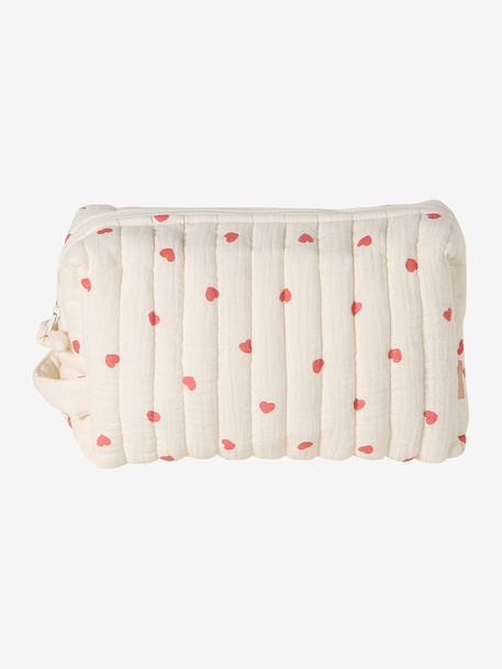 Mama Cotton Gauze Toiletry Bag ecru+printed beige+white - vertbaudet enfant 