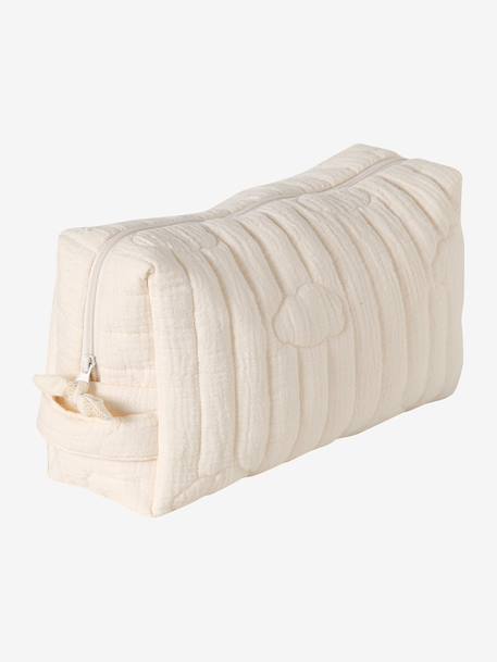 Trousse toilette Mama gaze coton beige imprimé+blanc+écru - vertbaudet enfant 