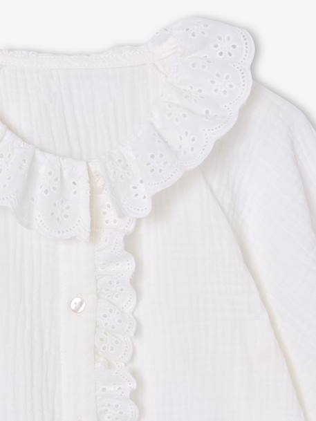 Girl's English embroidery shirt ecru - vertbaudet enfant 