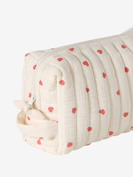 Mama Cotton Gauze Toiletry Bag ecru+printed beige+white - vertbaudet enfant 